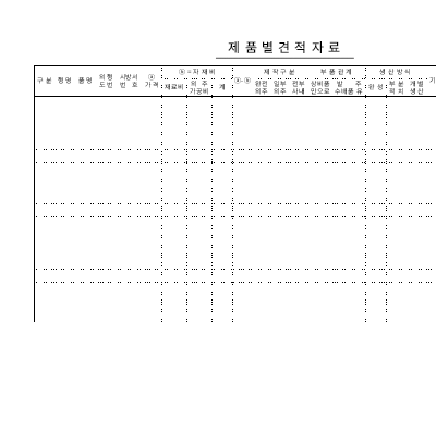 제품별견적자료 제품별견적자료